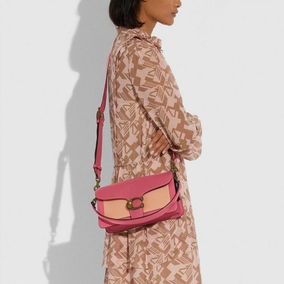 Coach Tabby 26 Colorblock Leather Shoulder Bag NWT B4 Rouge Convertible - Picture 1 of 6